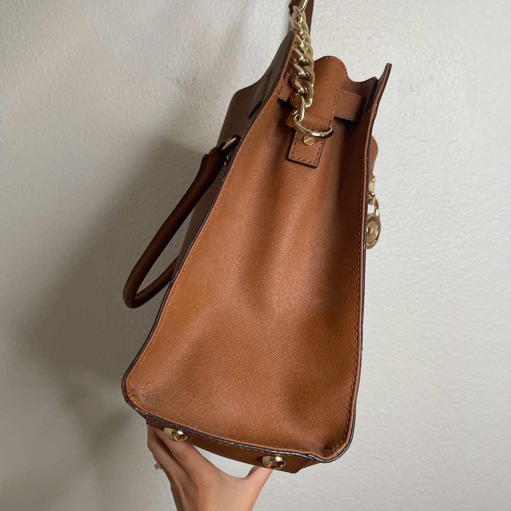 Michael Kors Hamilton North South Tote Brown Saffiano Leather Handbag - Picture 6 of 10